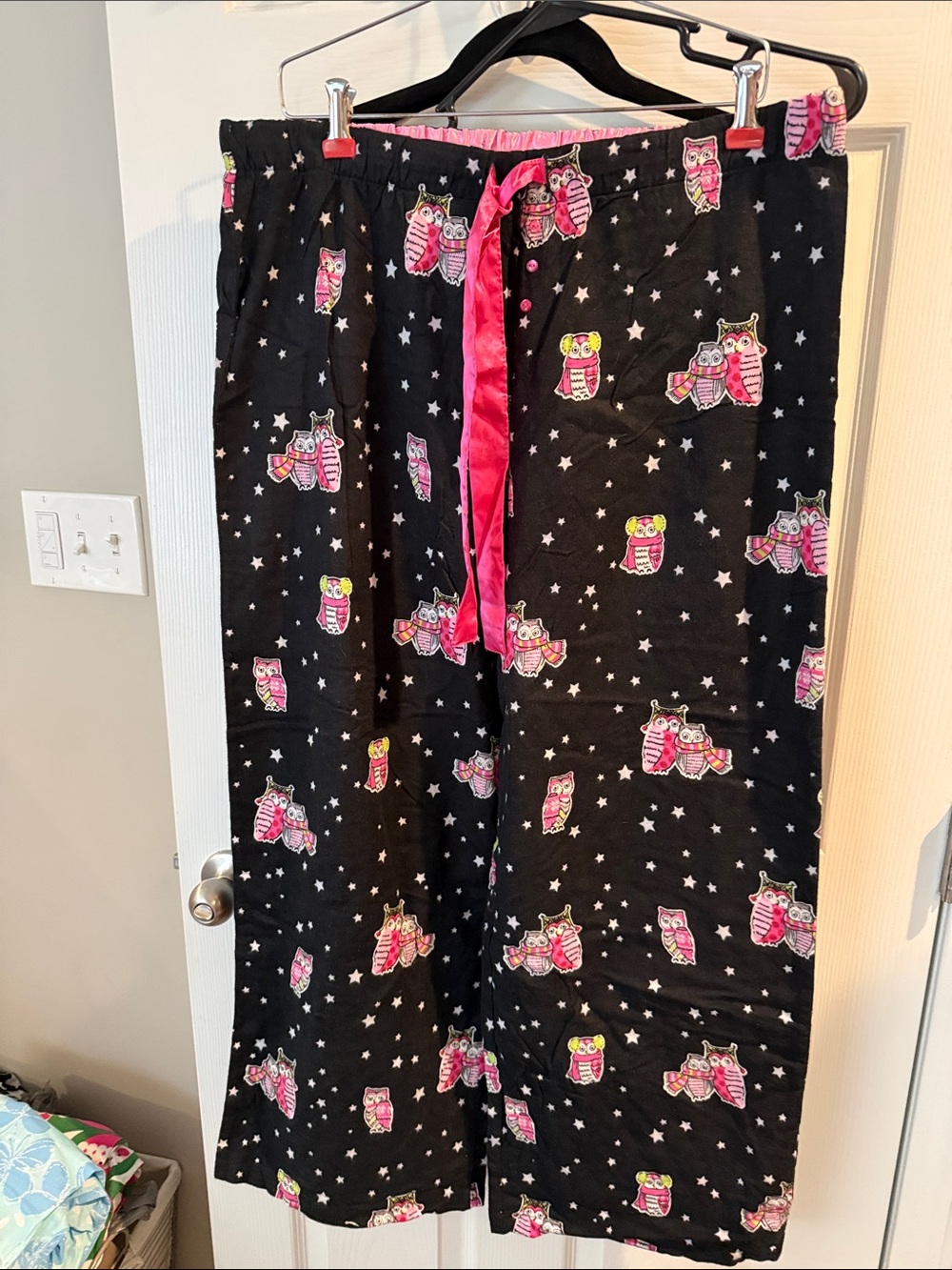 Jenni Black Pajama Pants with Pink Owl Print
